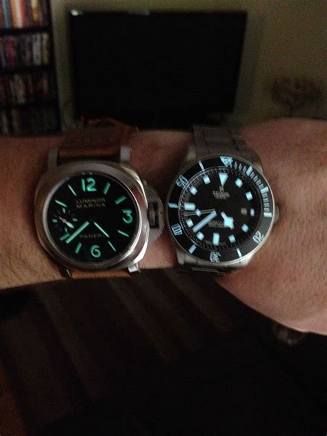 [Tudor/Panerai] Lume comparison between my Panerai PAM111 and Tudor 